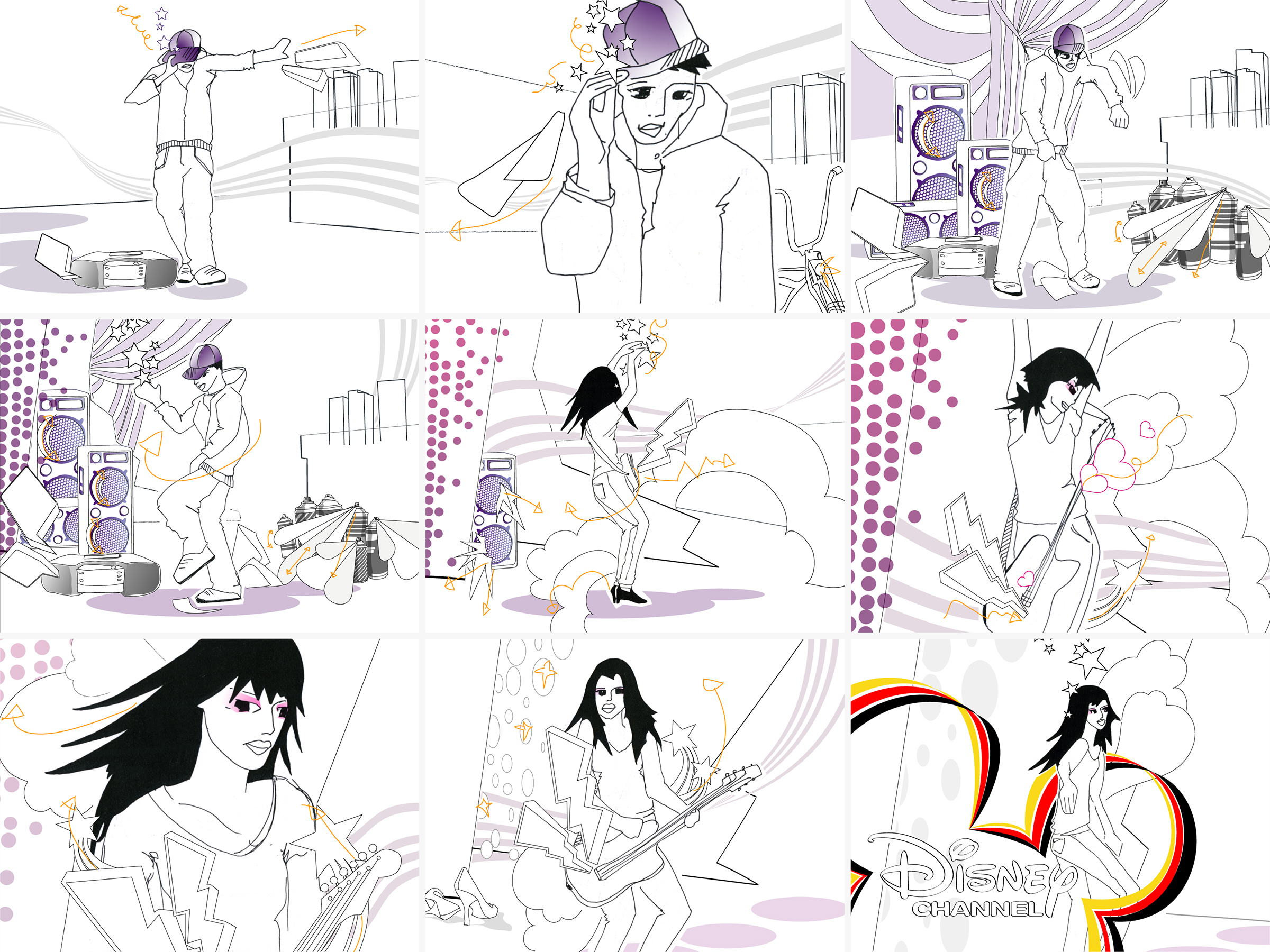 Storyboard for Disney Channel Germany: Music