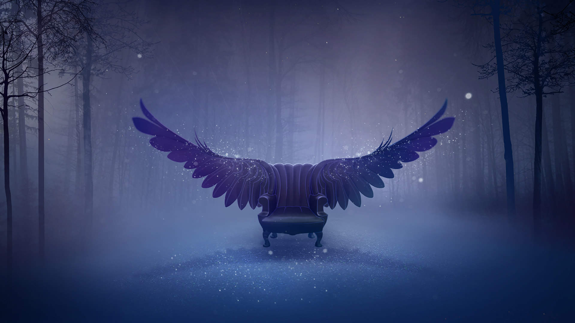 Styleframe: Chair with wings in a forest glade