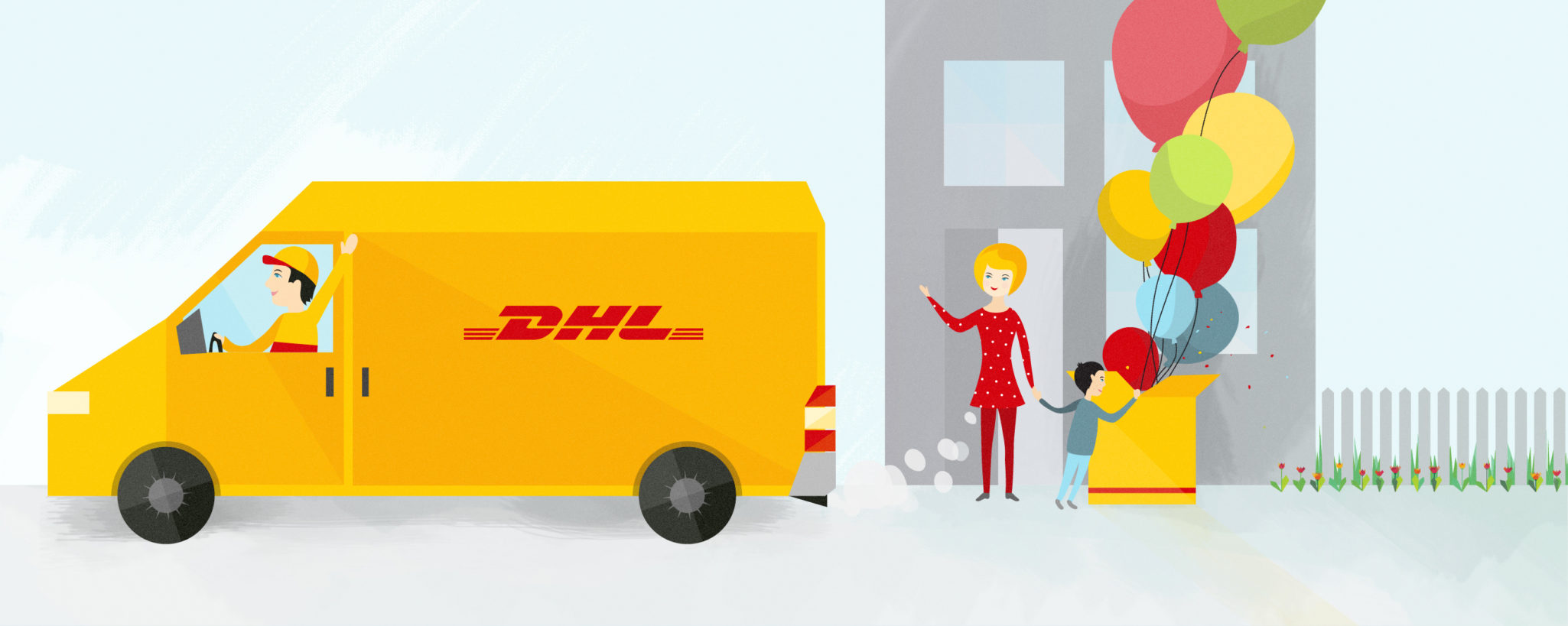 Styleframe illustration for DHL animation: Delivery + birthday