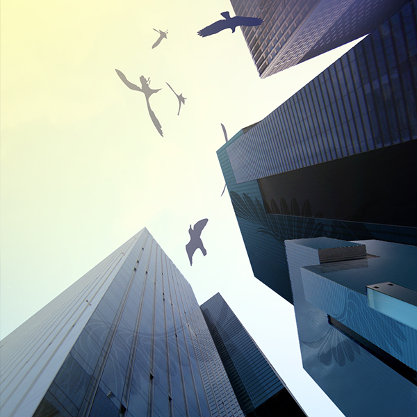 Styleframe: Birds between skyscrappers