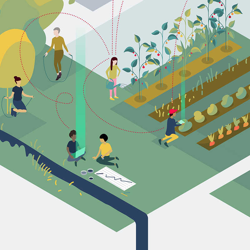 Isometric illustration: School Garden, Water Analysis