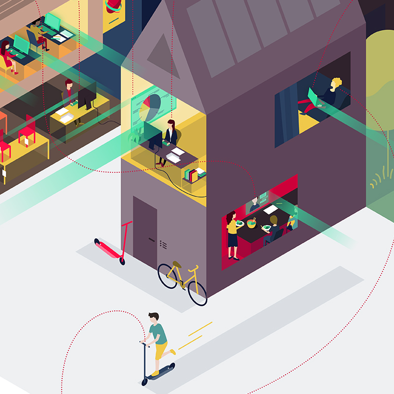 Isometric illustration: Homeoffice, at Home