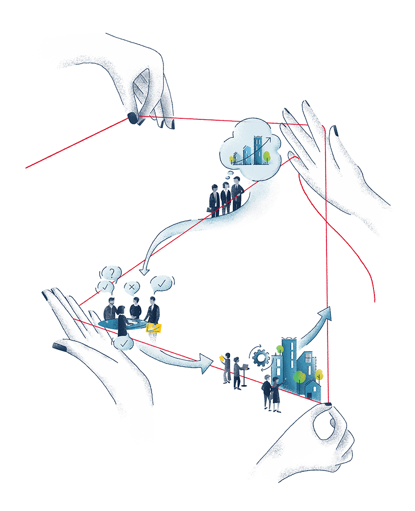 Illustration for the Chapter “Governance” of Pensimos Sutainability Report.